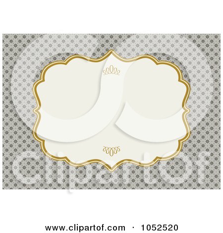 Royalty-Free Vector Clip Art Illustration of a Tan Floral Invitation Background With A Gold And Beige Text Box by BestVector