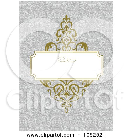 Royalty-Free Vector Clip Art Illustration of a Gray Floral Invitation Background - 1 by BestVector