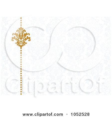 Royalty-Free Vector Clip Art Illustration of a Gold Damask Border On Gray by BestVector