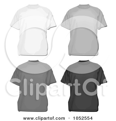Royalty-Free Vector Clip Art Illustration of a Digital Collage Of White, Gray And Black T Shirts by BestVector