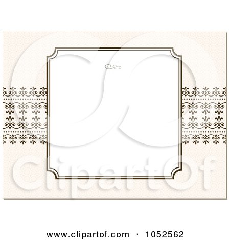 Royalty-Free Vector Clip Art Illustration of a Blank Text Box Floral Background Over Beige With Ornate Lines by BestVector