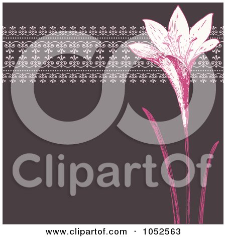 Royalty-Free Vector Clip Art Illustration of a Mauve And Pink Lily Invitation Background by BestVector