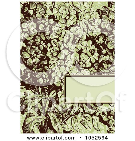 Royalty-Free Vector Clip Art Illustration of a Green And Brown Lilac Flower Invitation Background by BestVector