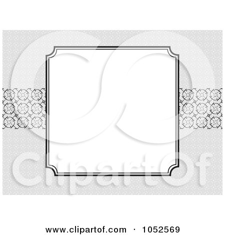 Royalty-Free Vector Clip Art Illustration of a Blank Text Box Floral Background Over Gray With Ornate Lines by BestVector