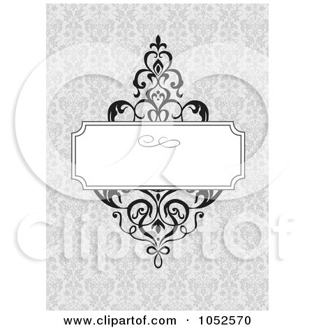 Royalty-Free Vector Clip Art Illustration of a Gray Floral Invitation Background - 2 by BestVector