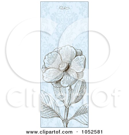 Royalty-Free Vector Clip Art Illustration of a Vertical Blue Wild Rose Flower Invitation by BestVector