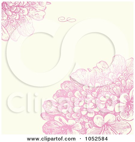 Royalty-Free Vector Clip Art Illustration of a Pink Lilac Flower And Beige Floral Invitation Background - 2 by BestVector