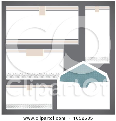 Royalty-Free Vector Clip Art Illustration of a Digital Collage Of Blank Letters And An Envelope On Gray by BestVector