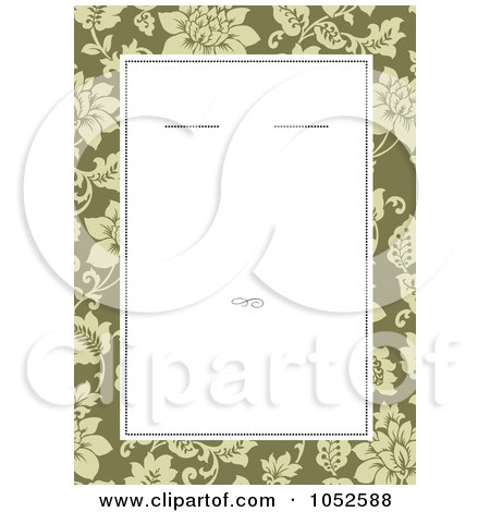 Royalty-Free Vector Clip Art Illustration of a Green Floral Invitation Design With White Copyspace by BestVector