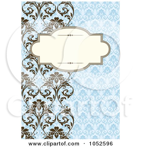 Royalty-Free Vector Clip Art Illustration of a Blue Floral Invitation Background - 2 by BestVector