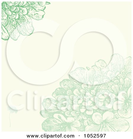 Royalty-Free Vector Clip Art Illustration of a Green Lilac Flowers Invitation Background by BestVector