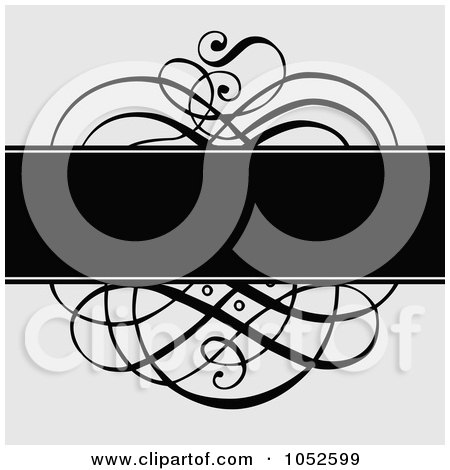 Royalty-Free Vector Clip Art Illustration of a Gray And Black Swirl Invitation Background - 1 by BestVector