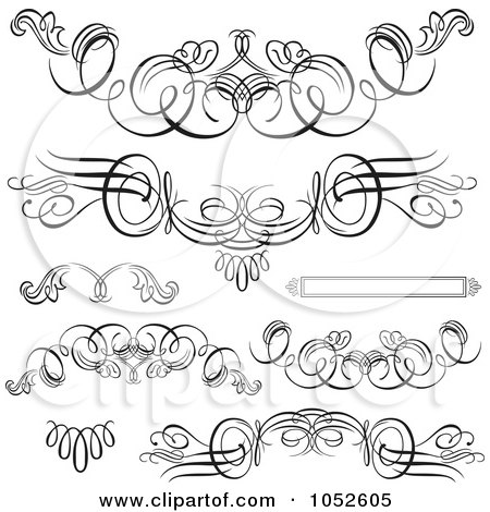 Royalty-Free Vector Clip Art Illustration of a Digital Collage Of Black And White Swirl Design Elements by BestVector