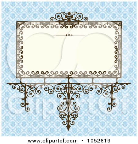 Royalty-Free Vector Clip Art Illustration of a Blue Floral Invitation Background - 1 by BestVector