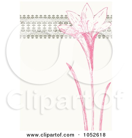 Royalty-Free Vector Clip Art Illustration of a Pink And Beige Lily Invitation Background by BestVector