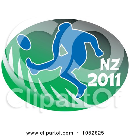 Royalty-Free Vector Clip Art Illustration of a Rugby Football Man On Green by patrimonio