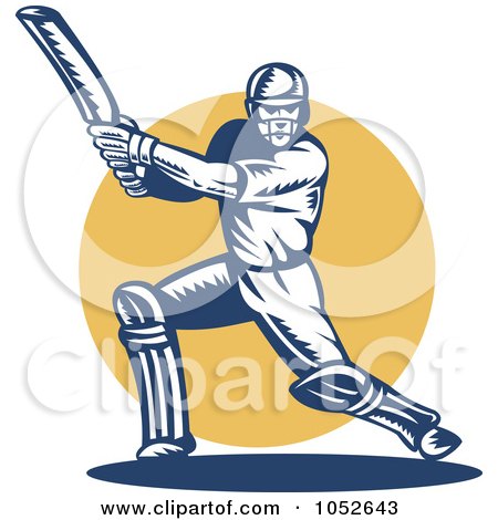 Royalty-Free Vector Clip Art Illustration of a Cricket Batsman Logo - 7 by patrimonio