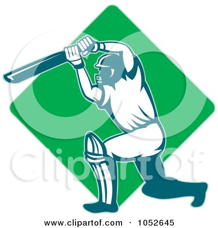 Royalty-Free Vector Clip Art Illustration of a Cricket Batsman Logo - 10 by patrimonio