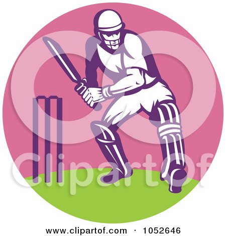 Royalty-Free Vector Clip Art Illustration of a Cricket Batsman Logo - 2 by patrimonio