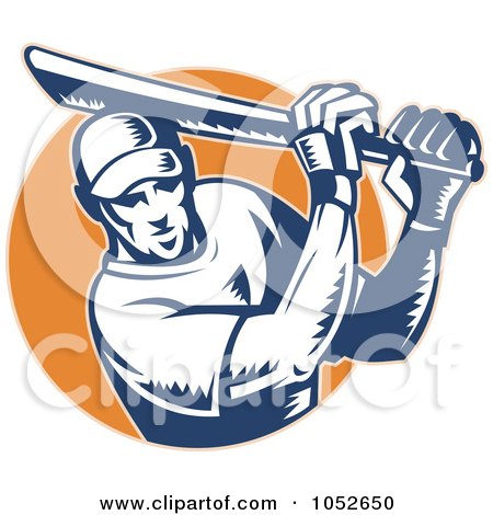 Royalty-Free Vector Clip Art Illustration of a Cricket Batsman Logo - 8 by patrimonio