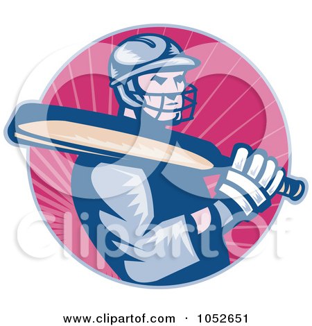 Royalty-Free Vector Clip Art Illustration of a Cricket Batsman Logo - 1 by patrimonio