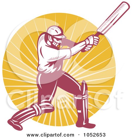 Royalty-Free Vector Clip Art Illustration of a Cricket Batsman Logo - 5 by patrimonio