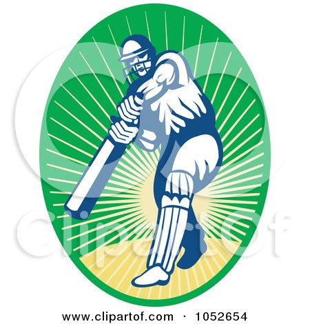 Royalty-Free Vector Clip Art Illustration of a Cricket Batsman Logo - 11 by patrimonio