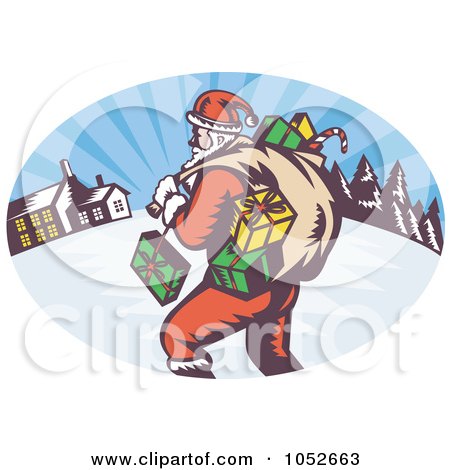 Royalty-Free Vector Clip Art Illustration of a Retro Santa Logo by patrimonio