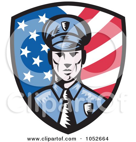 Royalty-Free Vector Clip Art Illustration of a Retro American Police Shield Logo by patrimonio