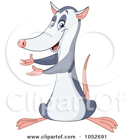 Royalty-Free Vector Clip Art Illustration of a Friendly Opossum Presenting by yayayoyo