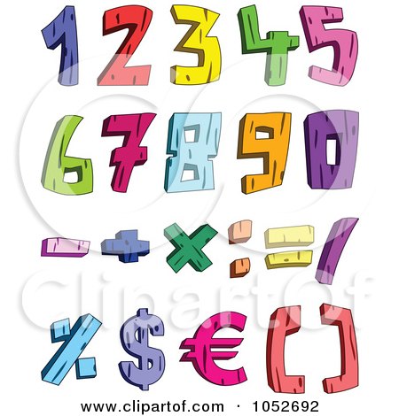 Royalty-Free 3d Vector Clip Art Illustration of a Digital Collage Of Colorful 3d Wood Numbers by yayayoyo