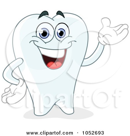 Royalty-Free Vector Clip Art Illustration of a Friendly Tooth Character Presenting by yayayoyo