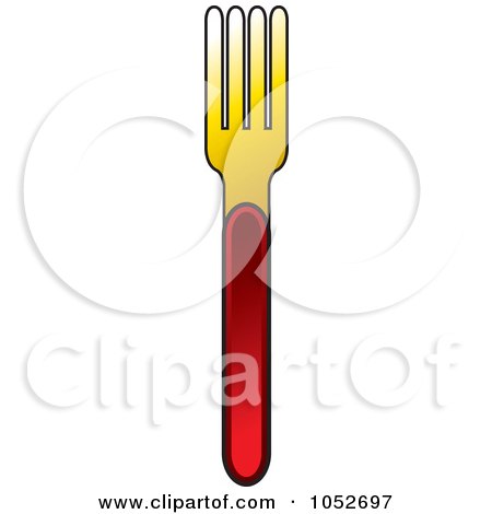 Royalty-Free Vector Clip Art Illustration of a Red And Gold Fork by Lal Perera