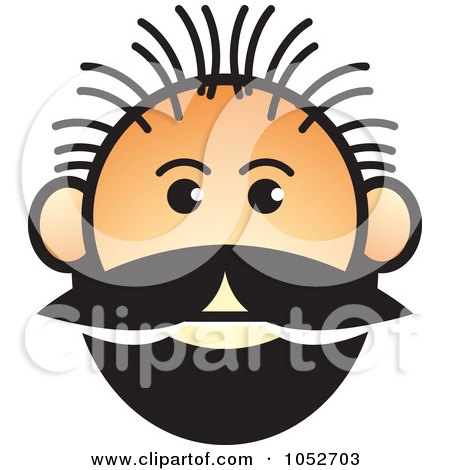 Royalty-Free Vector Clip Art Illustration of a Man's Face With A Mustache And Beard by Lal Perera