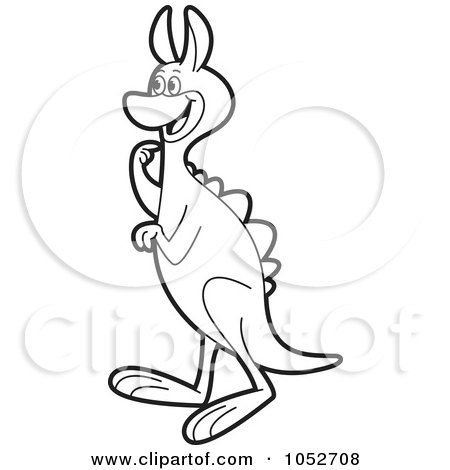 Royalty-Free Vector Clip Art Illustration of a Outlined Thinking Dinosaur by Lal Perera