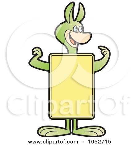 Royalty-Free Vector Clip Art Illustration of a Dinosaur With A Blank Sign Body by Lal Perera