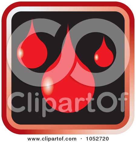 Royalty-Free Vector Clip Art Illustration of a Red And Black Square Blood Drop Button Icon by Lal Perera
