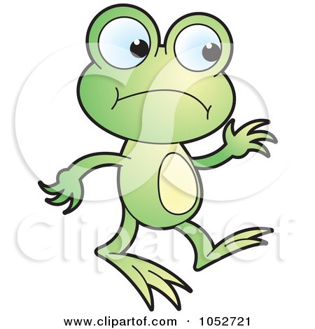Royalty-Free Vector Clip Art Illustration of a Nervous Green Frog by Lal Perera