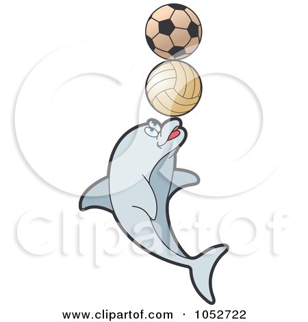 Royalty-Free Vector Clip Art Illustration of a Dolphin Balancing Balls by Lal Perera