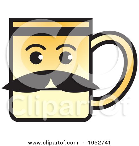 Royalty-Free Vector Clip Art Illustration of a Mustache Face On A Coffee Cup by Lal Perera