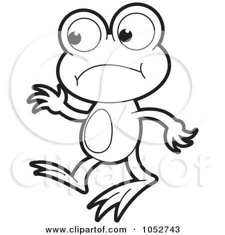 Royalty-Free Vector Clip Art Illustration of an Outlined Nervous Frog by Lal Perera