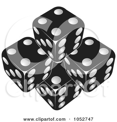Royalty-Free Vector Clip Art Illustration of Four Black Dice by Lal Perera
