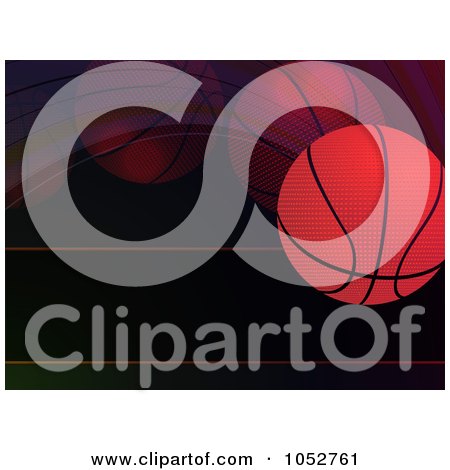 Royalty-Free Vector Clip Art Illustration of a Bouncing Basketball Background On Black by elaineitalia