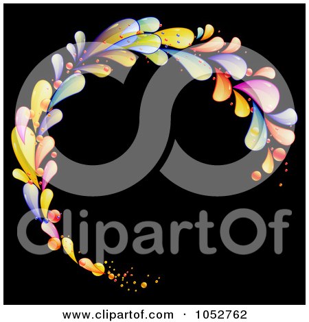 Royalty-Free Vector Clip Art Illustration of a Circular Frame Of Colorful Lava Drops On Black by elaineitalia