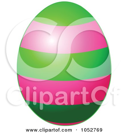 Royalty-Free Vector Clip Art Illustration of a Green And Pink Striped Easter Egg by Pushkin