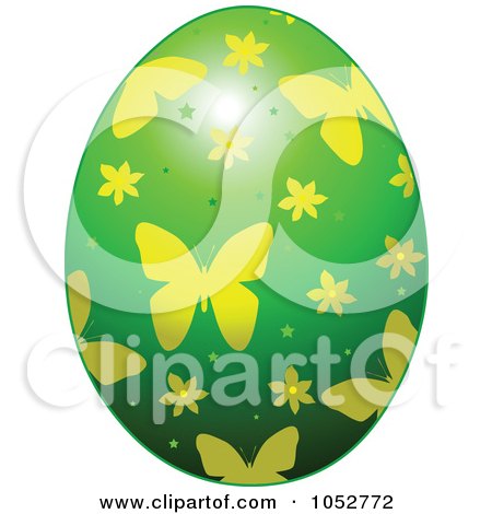 Royalty-Free Vector Clip Art Illustration of a Green And Yellow Butterfly Easter Egg by Pushkin