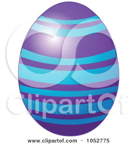 Royalty-Free Vector Clip Art Illustration of a Purple And Blue Striped Easter Egg by Pushkin