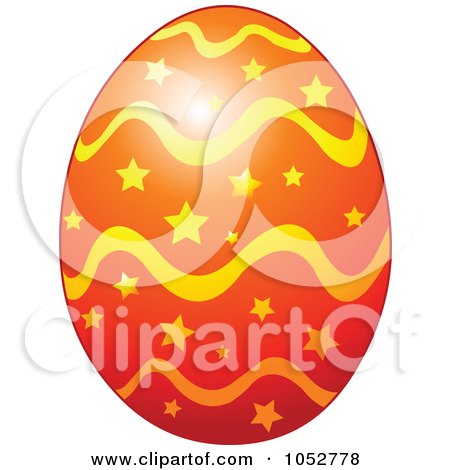 Royalty-Free Vector Clip Art Illustration of a Red And Orange Star Easter Egg by Pushkin