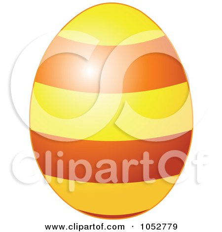 Royalty-Free Vector Clip Art Illustration of a Yellow And Orange Striped Easter Egg by Pushkin