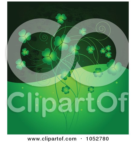 Royalty-Free Vector Clip Art Illustration of a Green St Patricks Day Background With Shamrocks - 1 by Pushkin